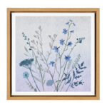 Flowers on Blue / 14x14 Framed Canvas Wall Decor