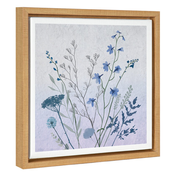 Flowers on Blue / 14x14 Framed Canvas Wall Decor