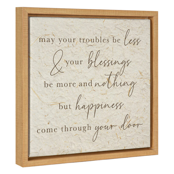 May your troubles be less and your blessings be more and nothing but happiness come through your door / 14x14 Framed Canvas Wall Decor
