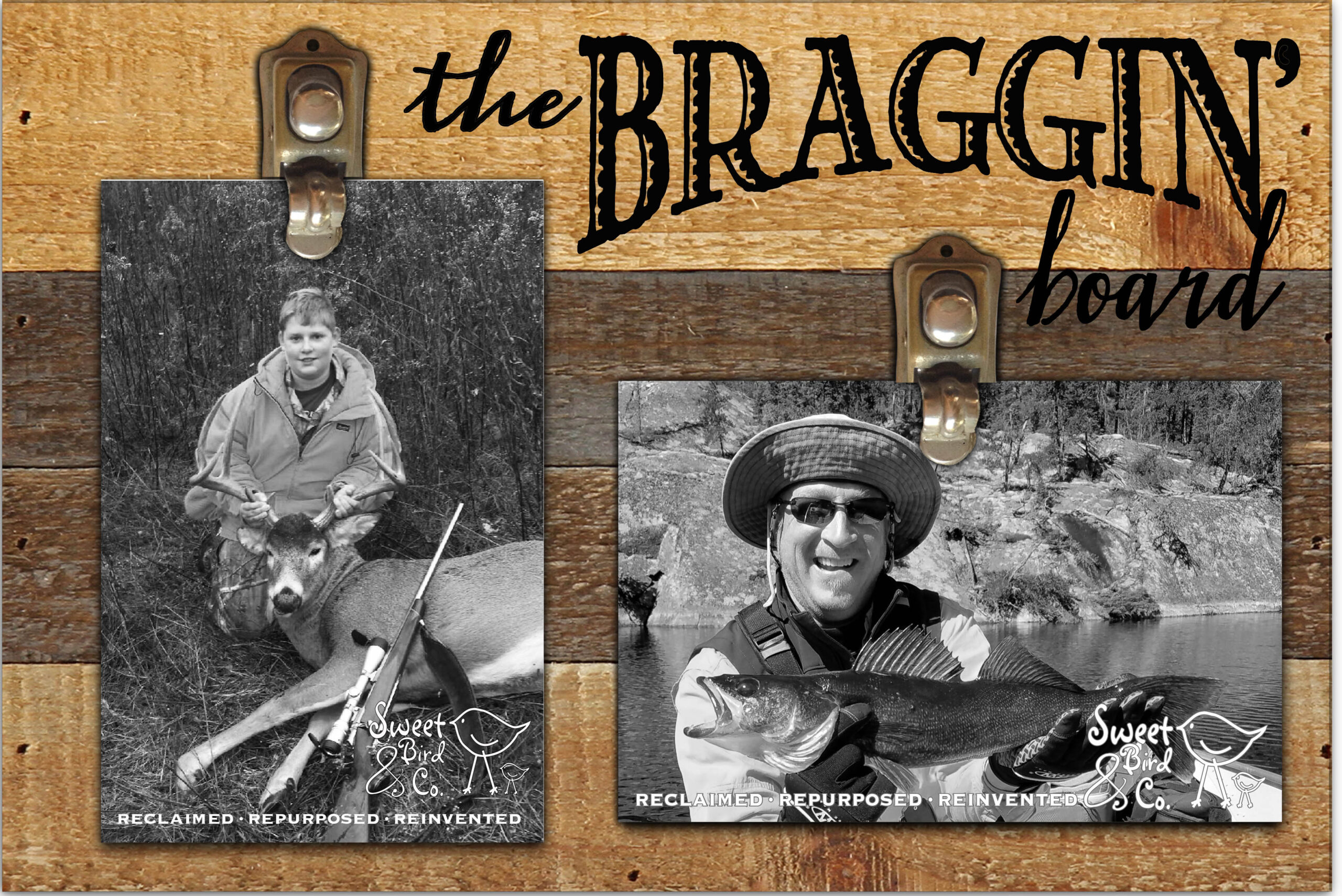 The Braggin' Board / 12x8 Clips of Life Reclaimed Wood Frame