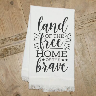 Land of the free and the home of the brave / Natural Kitchen Towel