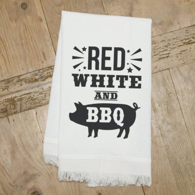 Red white and BBQ / Natural Kitchen Towel