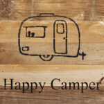 Happy Camper (vintage camper image) / 10"x10" Reclaimed Wood Sign