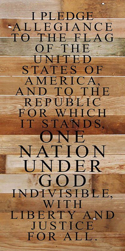 I pledge allegiance to the flag of the United States of America and to the republic for which it stands, one nation under God indivisible, with liberty and justice for all. / 12"x24" Reclaimed Wood Sign