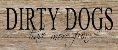 Dirty dogs have more fun. / 14"x6" Reclaimed Wood Sign