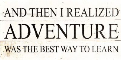 And then I realized adventure was the best way to learn / 14"x6" Reclaimed Wood Sign