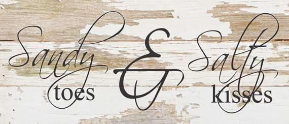 Sandy Toes & Salty Kisses / 14"x6" Reclaimed Wood Sign