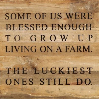Some of us were blessed enough to grow up living on a farm. The luckiest ones still do. / 14"x14" Reclaimed Wood Sign