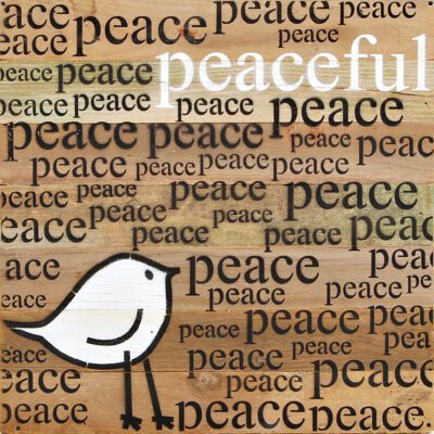 peaceful, peace (bird graphic) / 14"x14" Reclaimed Wood Sign
