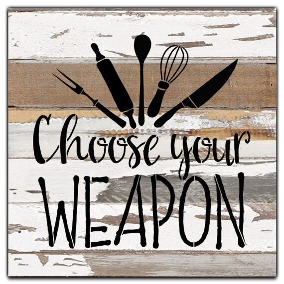 Choose your weapon / 12x12 Reclaimed Wood Wall Art