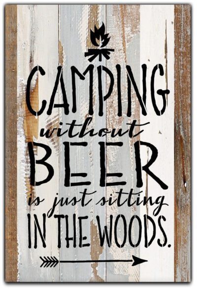 Camping without beer is just sitting in the woods / 8x12 Reclaimed Wood Wall Art