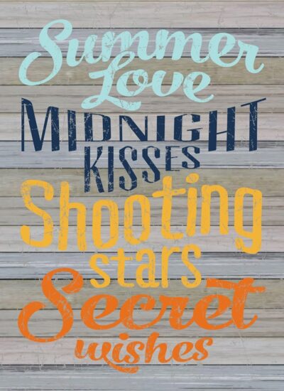 Summer Love Midnight Kisses Shooting Stars Secret Wishes / 16x22 Indoor/Outdoor Recycled Plastic Wall Art