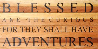 Blessed are the curious for they shall have adventures / 24"x12" Reclaimed Wood Sign