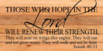 Those who hope in the Lord will renew their strength. They will soar on wings like eagles. They will run and not grow weary. They will walk and not be faint. Isaiah 40:31 / 24"x12" Reclaimed Wood Sign