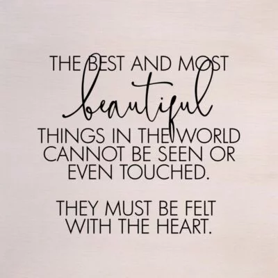 The best and most beautiful things in the world cannot be seen or even touched. They must be felt with the heart. (White Finish) / 14"x14" Wall Art