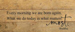 Every morning we are born again, what we do today is what matters most - Buddha / 14"x6" Reclaimed Wood Sign