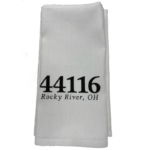 Custom ZIP Code Personalizable White Kitchen Tea Towel