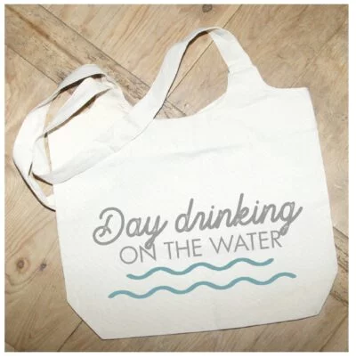 Day drinking on the water / Natural Tote Bag