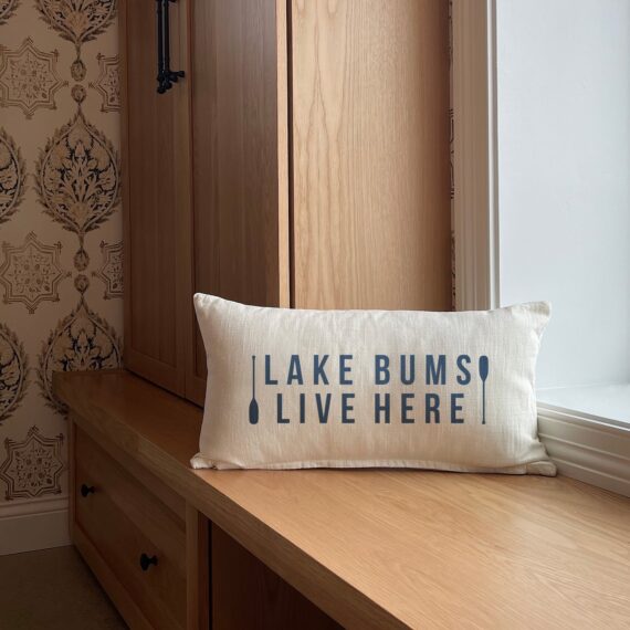 Lake Bums Live Here / (MS Natural) Lumbar Pillow Cover