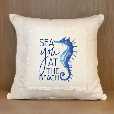 Sea you at the beach Indigo / (MS Natural) Pillow Cover