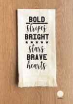 Bold stripes Bright stars Brave hearts / Natural Kitchen Towel
