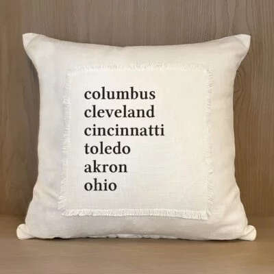 Custom City List Natural Pillow