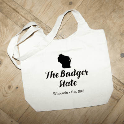 State Scripted Outline Natural Tote
