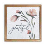 Grateful with floral 6x6 Pulp Paper Wall Décor