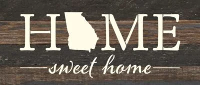 Home Sweet Home with State Outline14x6 Espresso Reclaimed Wood Wall Decor Sign