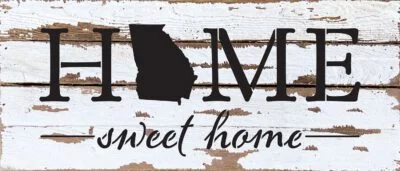 Home Sweet Home with State Outline 14x6 Silvered White Reclaimed Wood Wall Decor Sign