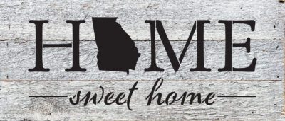 Home Sweet Home with State Outline 14x6 White Reclaimed Wood Wall Decor Sign