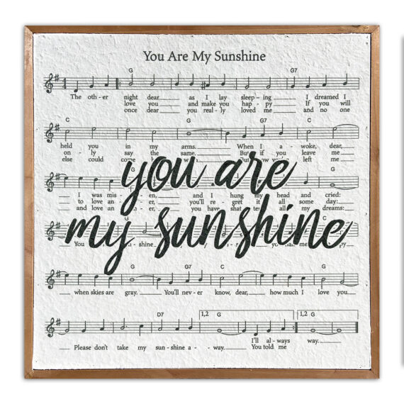 You are my Sunshine Song Lyrics 14x14 Pulp Paper Wall Décor