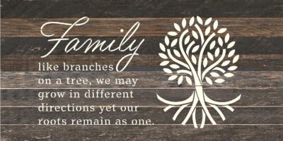 Family like branches on a tree. We may grow in a different directions yet our roots remain as one  24x12 Espresso Reclaimed Wood Wall Decor Sign