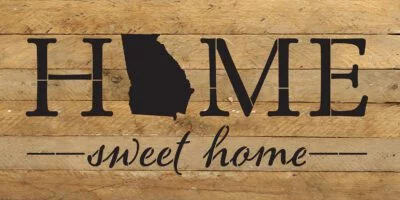 Home Sweet Home with State Outline 24x12 Natural Reclaimed Wood Wall Decor Sign