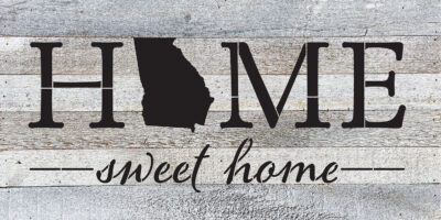 Home Sweet Home with State Outline 24x12 White Reclaimed Wood Wall Decor Sign