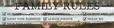 Family Rules ...   24x6 Blue Whisper Reclaimed Wood Wall Decor Sign