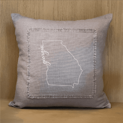 State Scripted Outline Grey Pillow