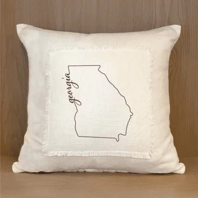 State Scripted Outline Natural Pillow