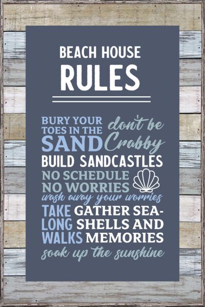 Beach House Rules 12x18 Charleston Polystyrene Wall Décor