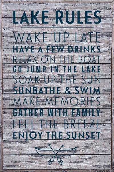 Lake Rules 12x18 Sandpiper Polystyrene Wall Décor