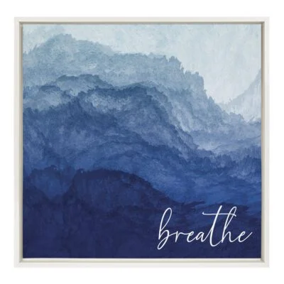 22x22 Framed Canvas - Breathe - Indigo Collection