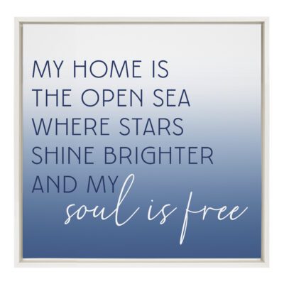 22x22 Framed Canvas - My home is the Open Sea… - Indigo Collection