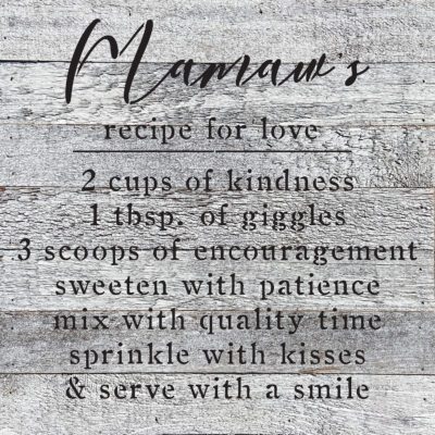 Mamaw's Recipe for love 14x14 Natural Reclaimed Wood Wall Décor
