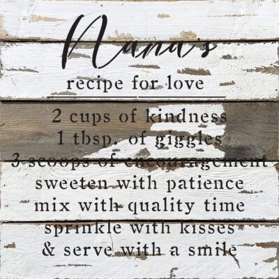 Nana's Recipe for love 14x14 Natural Reclaimed Wood Wall Décor