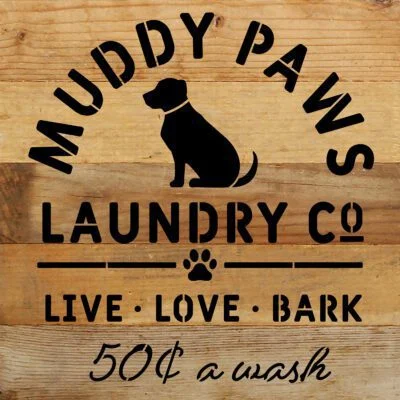 Muddy Paws Laundry Co. 10x10 Reclaimed Wood Wall Décor
