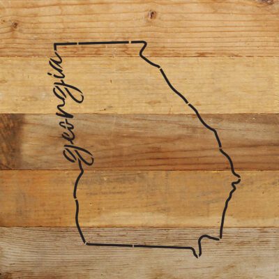 Custom State with script words 10x10 Reclaimed Wood Wall Decor Sign